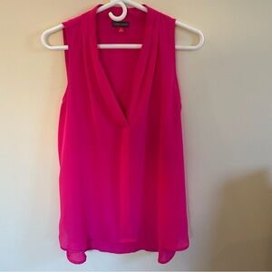 Vince Camuto Hot Pink Sleeveless Blouse M | Draped V-Neck